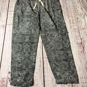 Willdred by Aritzia black Paisley Jogger Silk Sweatpants with Drawstring size lg